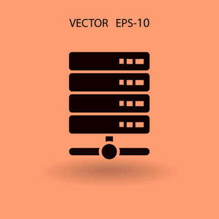 Flat long shadow Computer Server icon, vector illustrationのイラスト素材