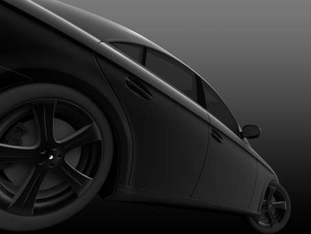 Black Sport Car on black background illustrationの写真素材