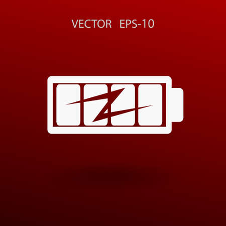 Flat full  battery charged  icon, vector illustrationのイラスト素材