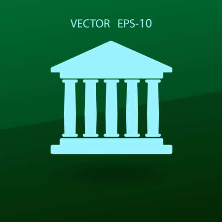 Flat  icon of bank building. vector illustrationのイラスト素材