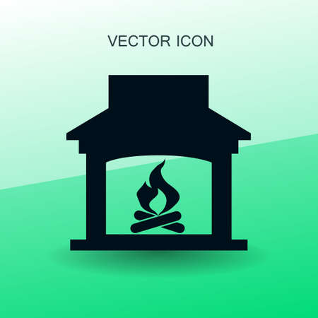 burning fireplace icon vector illustrationのイラスト素材
