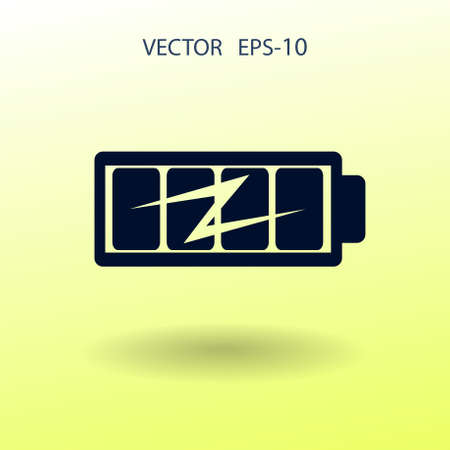 Flat full  battery charged  icon, vector illustrationのイラスト素材