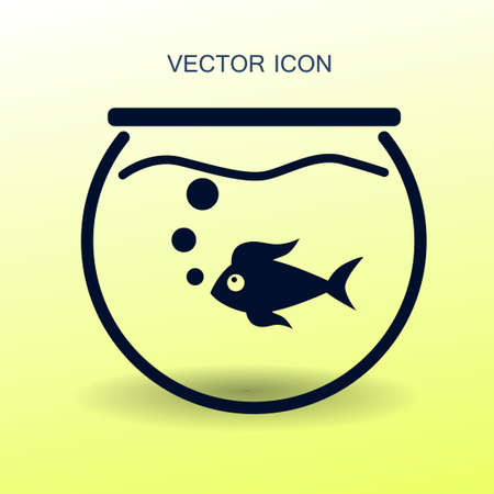 Aquarium and fish vector iconのイラスト素材