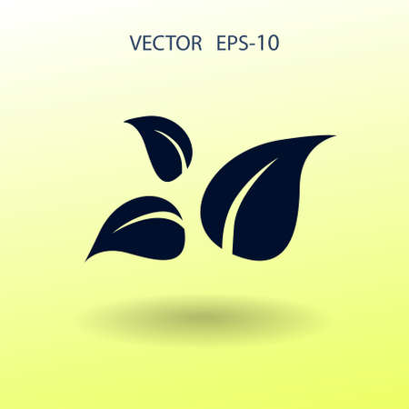 Flat eco leaf icon. vector illustrationのイラスト素材
