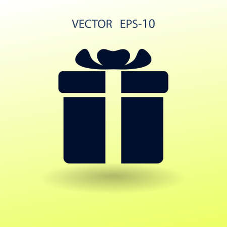 Flat long shadow Gift box icon, vector illustrationのイラスト素材
