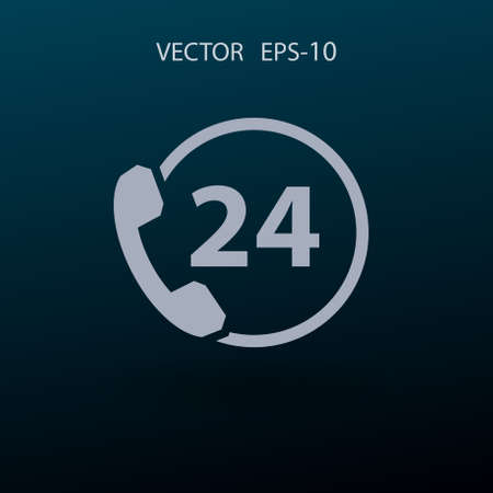 Flat long shadow 24h support icon, vector illustrationのイラスト素材