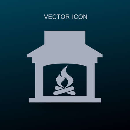 burning fireplace icon vector illustrationのイラスト素材