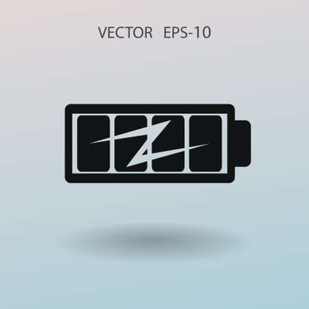 Flat full  battery charged  icon, vector illustrationのイラスト素材