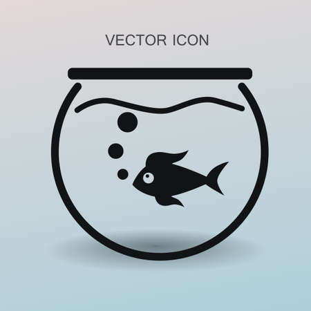 Aquarium and fish vector iconのイラスト素材