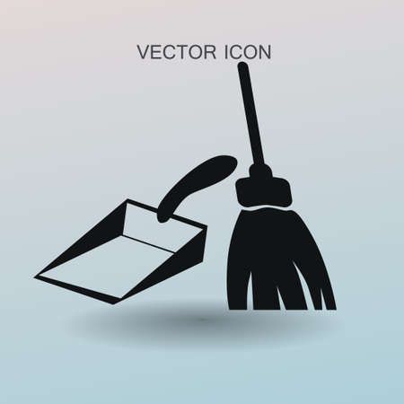 broom and dustpan vector illustrationのイラスト素材