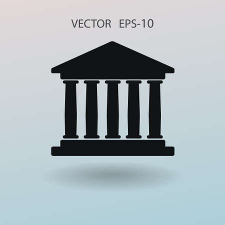 Flat  icon of bank building. vector illustrationのイラスト素材