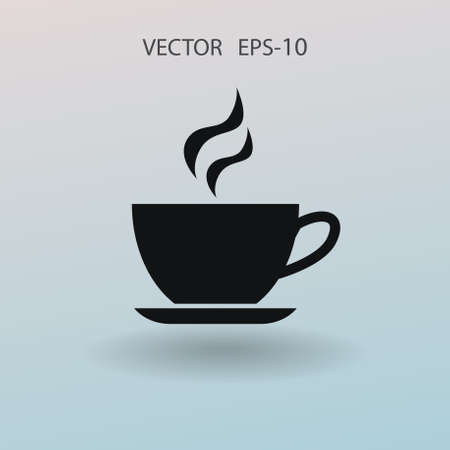 Flat long shadow Cup of hot drink icon, vector illustrationのイラスト素材