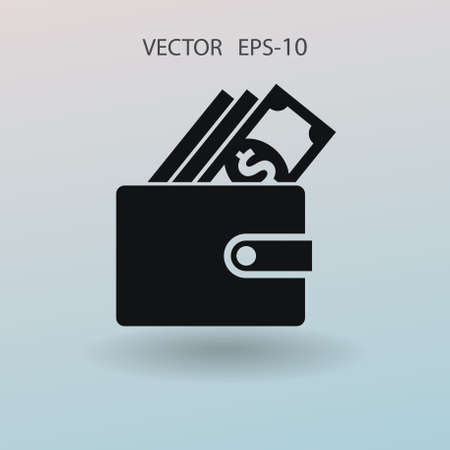 Flat Wallet icon, vector illustrationのイラスト素材