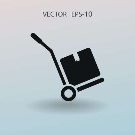 Flat Hand truck icon, vector illustrationのイラスト素材