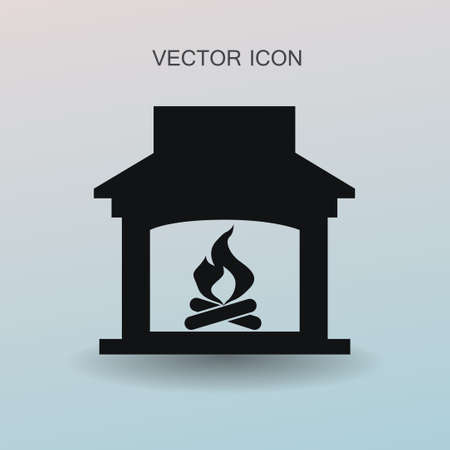 burning fireplace icon vector illustrationのイラスト素材