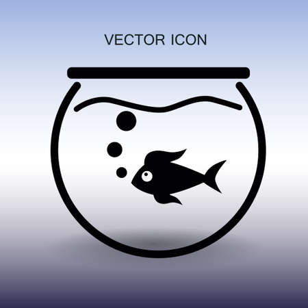 Aquarium and fish vector iconのイラスト素材