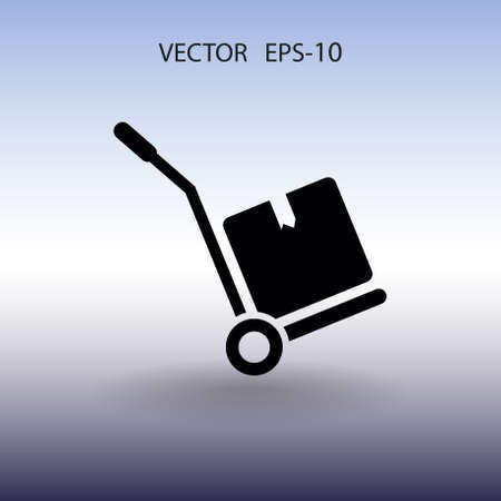 Flat Hand truck icon, vector illustrationのイラスト素材
