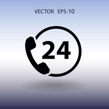 Flat long shadow 24h support icon, vector illustrationのイラスト素材