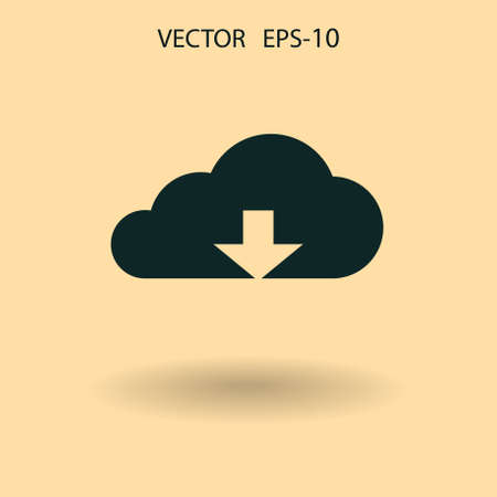 Flat icon of download cloud. vector illustrationのイラスト素材