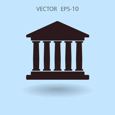 Flat  icon of bank building. vector illustrationのイラスト素材
