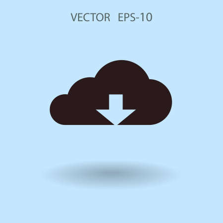 Flat icon of download cloud. vector illustrationのイラスト素材