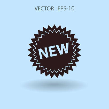 Flat New label icon, vector illustrationのイラスト素材