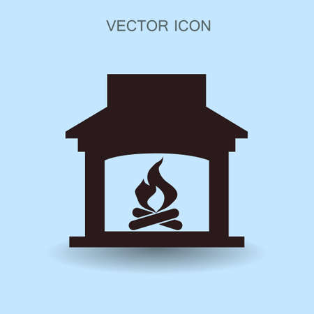 burning fireplace icon vector illustrationのイラスト素材