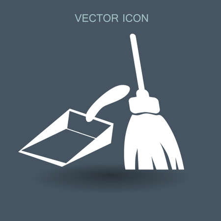broom and dustpan vector illustrationのイラスト素材