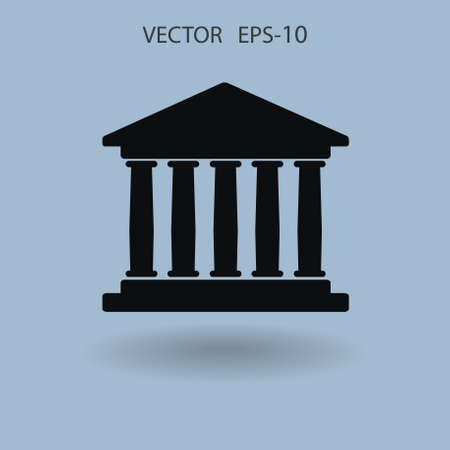 Flat  icon of bank building. vector illustrationのイラスト素材