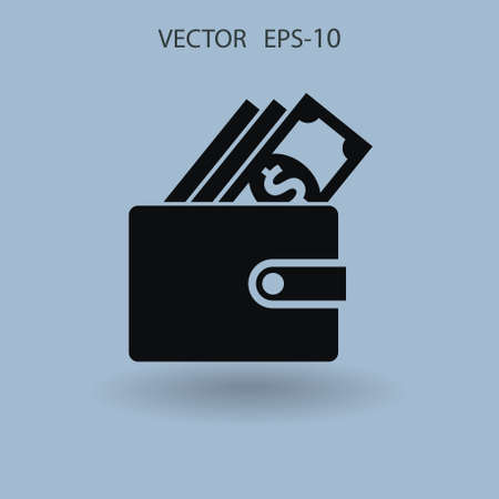 Flat Wallet icon, vector illustrationのイラスト素材