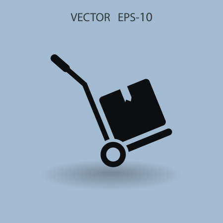 Flat Hand truck icon, vector illustrationのイラスト素材