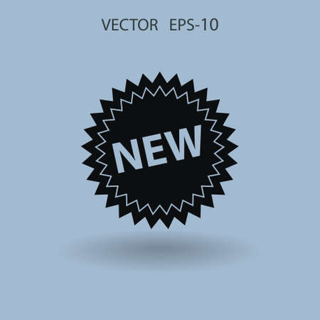 Flat New label icon, vector illustrationのイラスト素材