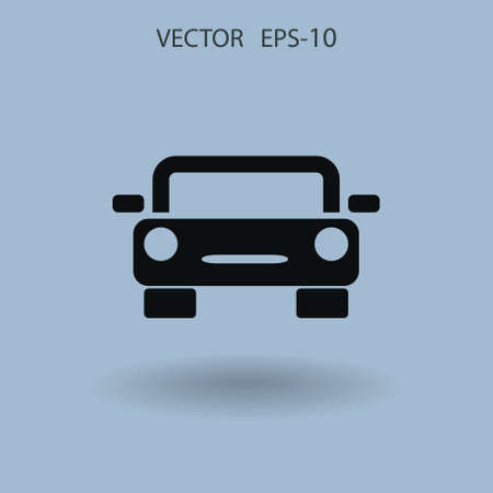 Flat long shadow Car icon, vector illustrationのイラスト素材