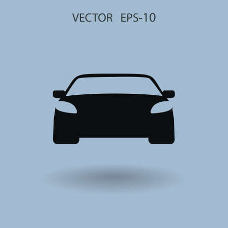 Flat long shadow Car icon, vector illustrationのイラスト素材