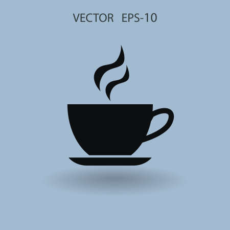 Coffee cup flat icon with long shadow tea cup Coffee cup flat icon with long shadow tea cup