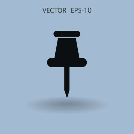 Flat long shadow Pushpin icon, vector illustrationのイラスト素材