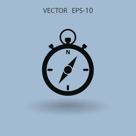 Flat long shadow Stopwatch icon, vector illustrationのイラスト素材