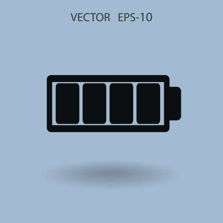 Flat battery full icon, vector illustrationのイラスト素材