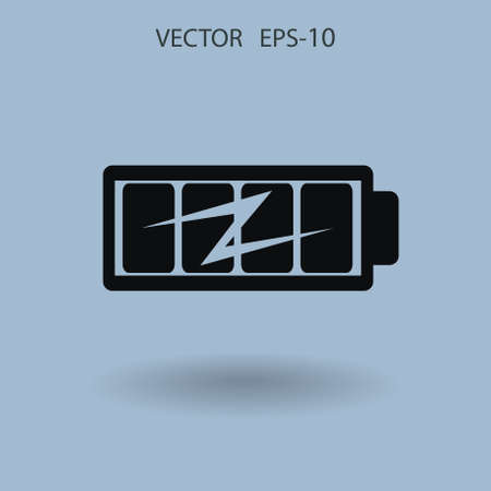 Flat full  battery charged  icon, vector illustrationのイラスト素材