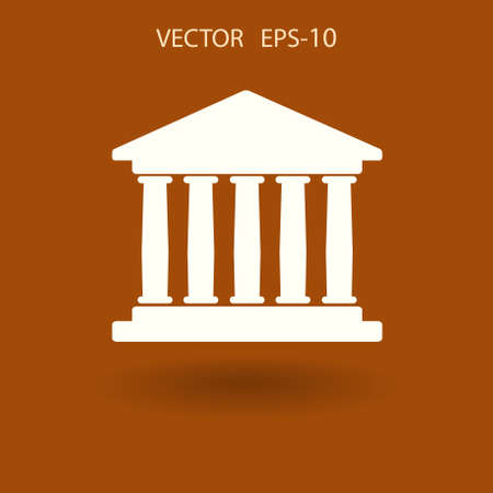 Flat  icon of bank building. vector illustrationのイラスト素材