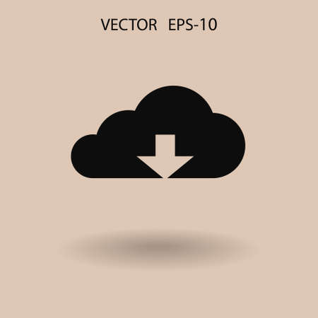 Flat icon of download cloud. vector illustrationのイラスト素材