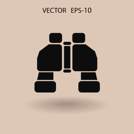 Flat long shadow Binoculars icon, vector illustrationのイラスト素材