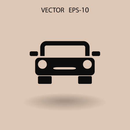 Flat long shadow Car icon, vector illustrationのイラスト素材