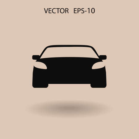 Flat long shadow Car icon, vector illustrationのイラスト素材