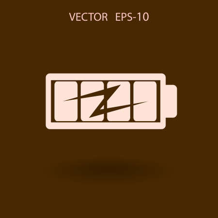 Flat full  battery charged  icon, vector illustrationのイラスト素材