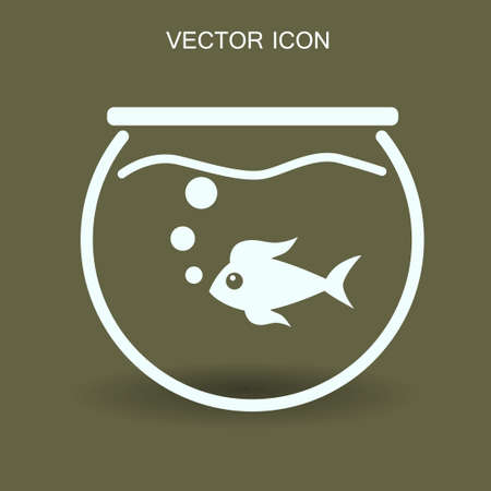 Aquarium and fish vector iconのイラスト素材