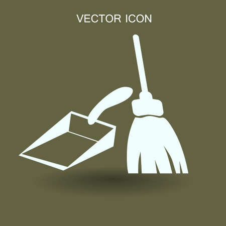 broom and dustpan vector illustrationのイラスト素材