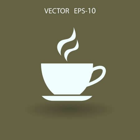 Flat long shadow Cup of hot drink icon, vector illustrationのイラスト素材