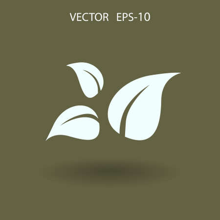 Flat eco leaf icon. vector illustrationのイラスト素材