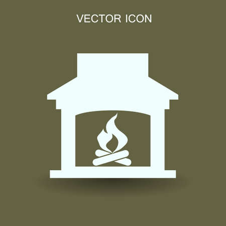 burning fireplace icon vector illustrationのイラスト素材